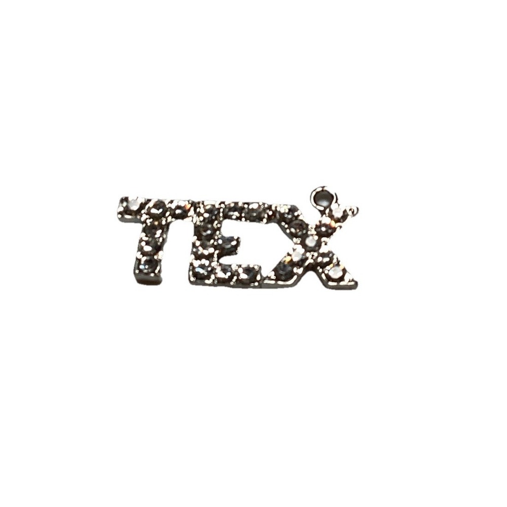 Vintage TEX Rhinestone Pendant Silver Tone Stocking Stuffer